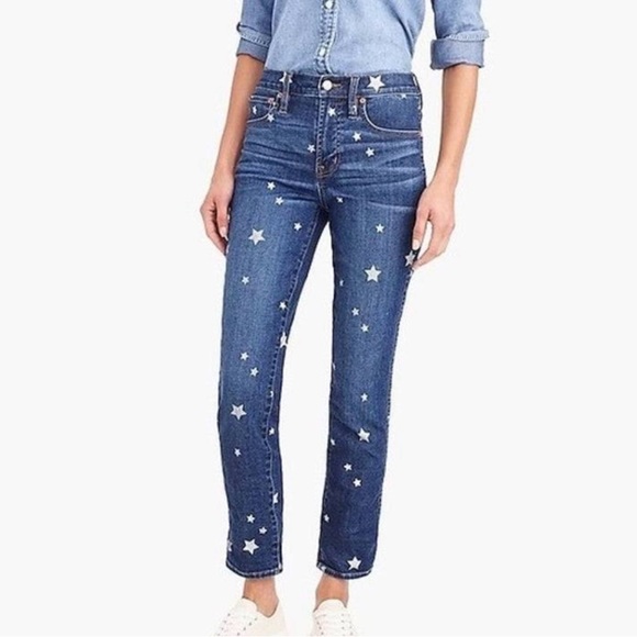 J. Crew Denim - J. Crew High Rise Blue Jeans with Star Design